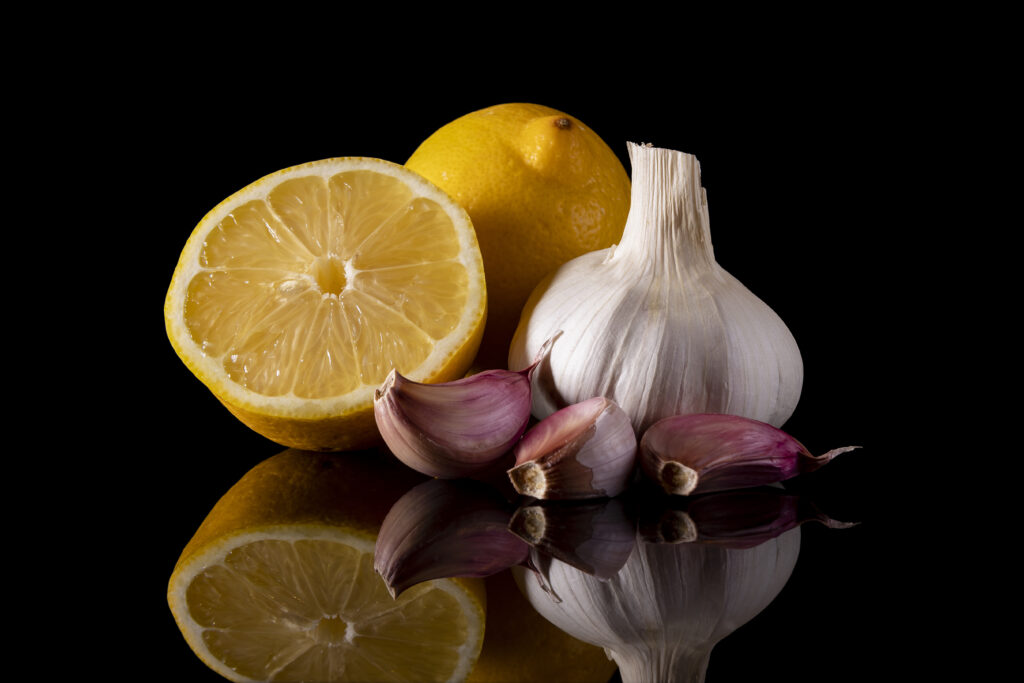 Closeup Shot Of Lemons And Garlic