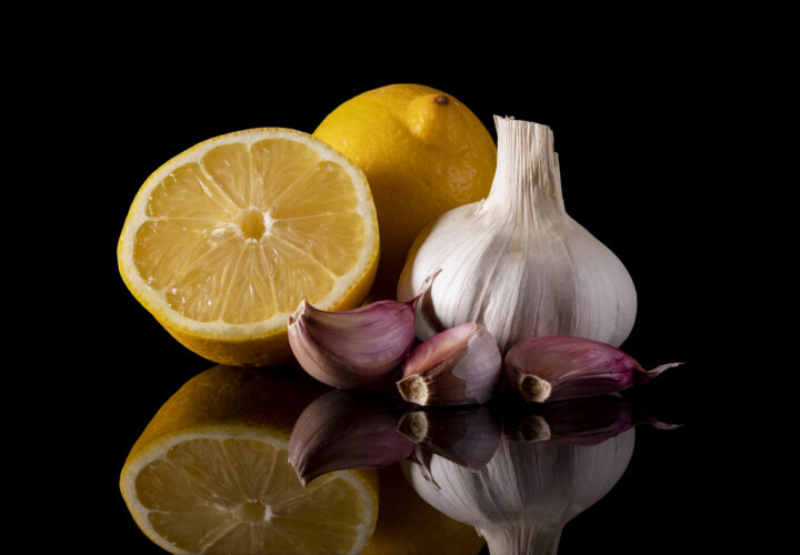 Closeup Shot Of Lemons And Garlic