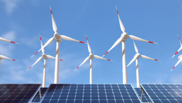 Solar Panels And Wind Turbines, Green Energy Concept